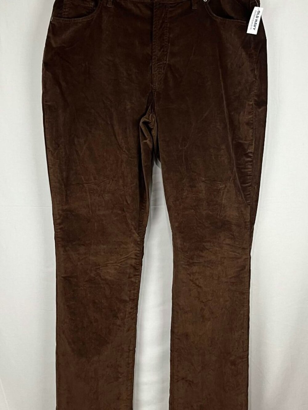 NWT Old Navy Womens OG Straight Velveteen High Rise Brown Pants Sz 18 Tall